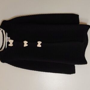 Girls Tahari Black Cardigan With Cream Bow Tie Accents